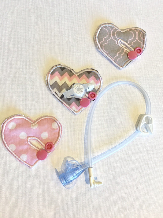 Heart G tube pads cover set of 3.
