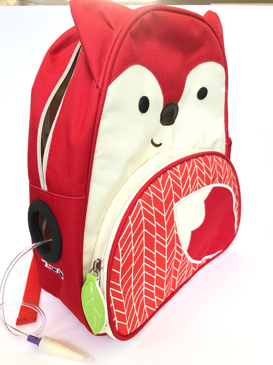EnteralLife feeding backpack with chest straps .